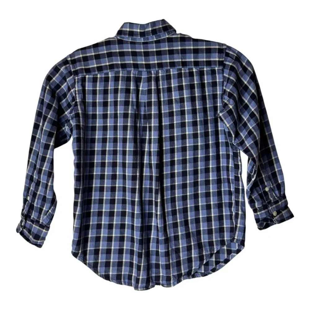 Ralph Lauren Shirt‎ Boys 5 Blue Checked Cotton Button Down Preppy Academia
